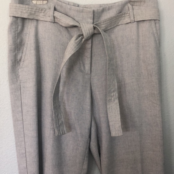 Anne Taylor Loft Grey Belted Linen Blend Career Pants- Size 6 - Picture 4 of 5